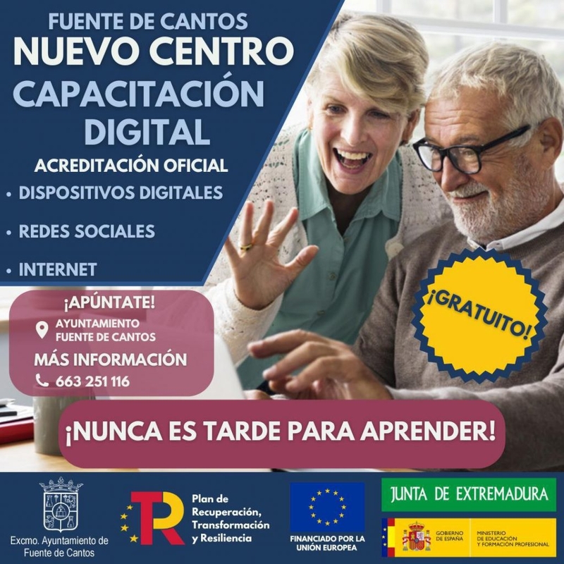 Nuevo Centro de Capacitación Digital en Fuente de Cantos bajo el lema `Nunca es tarde para aprender´