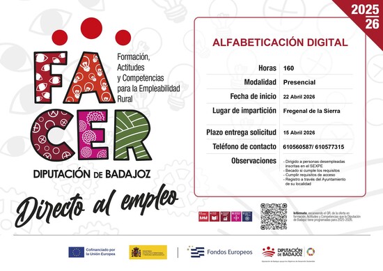 ACCIÓN FORMATIVA `ALFABETIZACIÓN DIGITAL´ EN FREGENAL DE LA SIERRA