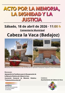 Acto de reparación tras el ataque al memorial de las víctimas del franquismo en Cabeza la Vaca