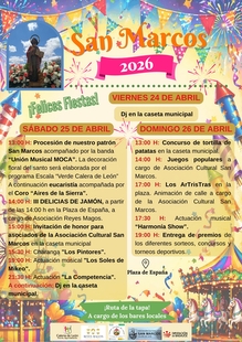 Calera de León celebra sus Fiestas Patronales de San Marcos 2026 este próximo fin de semana