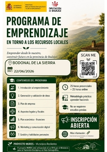 El `Programa de emprendimiento en torno a los recursos locales´ de la Diputación se desarrollará en Bodonal de la Sierra