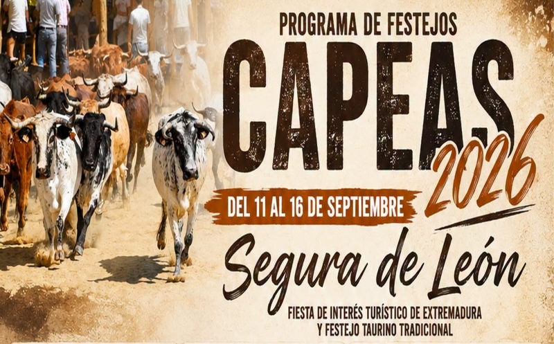 Segura de León se prepara para vivir sus Capeas 2026 del 11 al 16 de septiembre (programación)